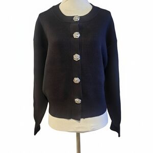 Women's Black Button-Up Sweater